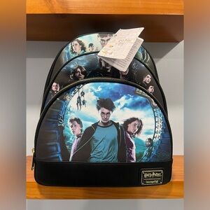 LOUNGEFLY NWT Harry Potter Trilogy Triple Pocket Fully Lined Mini Backpack NEW